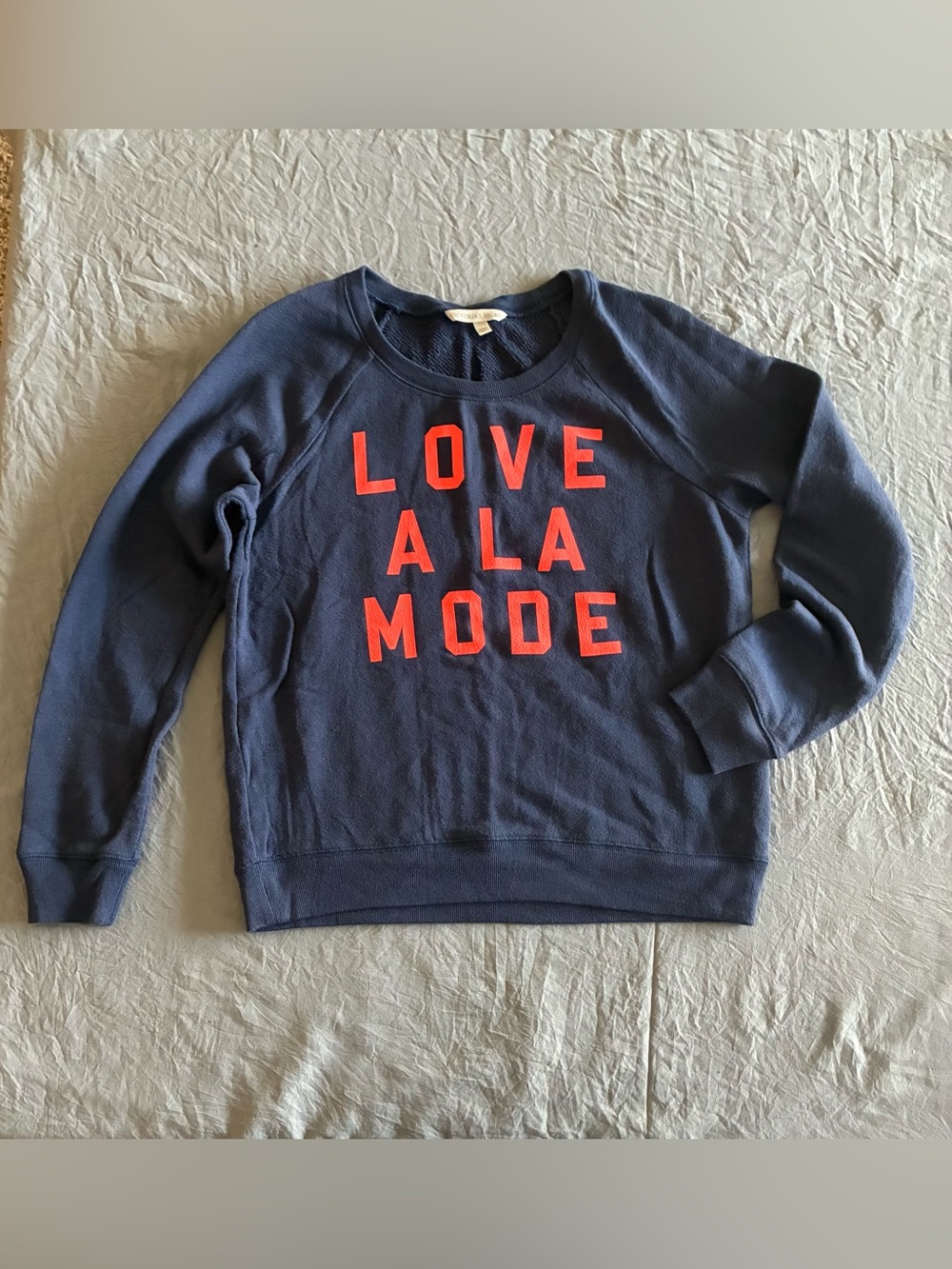 Victoria's Secret Navy Crewneck Sweatshirt with Pink Lettering